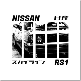 NISSAN SKYLINE GTS R31 Black 'N White 3 Posters and Art